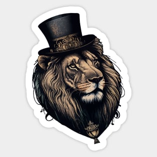 Lion wearing top hat Sticker